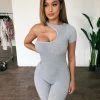 Pretty Knit Tops Aubree Jumpsuit(Heather Grey)(FINAL SALE)