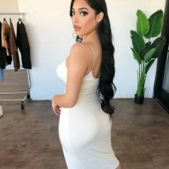 Hey Babe Fabby Cami Slit Dress(Off White)(FINAL SALE)