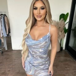 ACOA Dresses/Rompers Keisha Cami Mesh Mini Dress(Blue Multi)