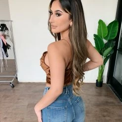 Hera Collection Sabrina Cami Satin Top (Brown) Tops