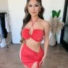 La Luxe Rayna Matching Set(Red Orange)