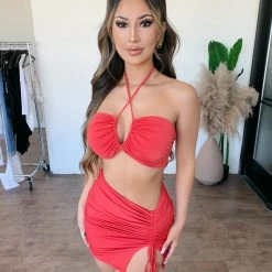 La Luxe Rayna Matching Set(Red Orange)