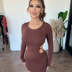 Black Bead Dresses/Rompers Paola Open Back Dress(Chocolate)