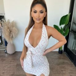 New Pink Dresses/Rompers Drea Floral Print Dress(White)Final Sale