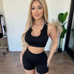 ANWND Hallie Ribbed Set(Black) Tops