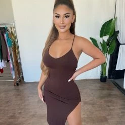 La Luxe Dalia Dress(Brown)