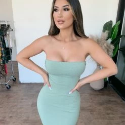 Junie Stacy Strapless Dress(Sage)