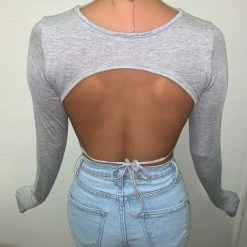 Mable Tops Yasmin Open Back Top(Heather Grey)FINAL SALE