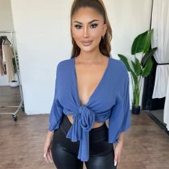 Final Touch Tops Gloria Top(Denim Blue)