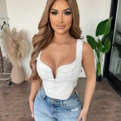 Edit By Nine Tops Bridget Corset Top (White)