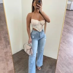 Vibrant Bottoms Gorge High Rise Mom Jeans(Light)