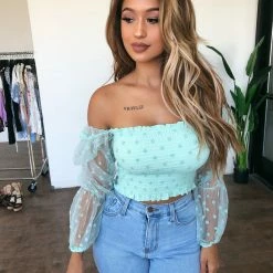 O.Vianca Adriana Polka Dot Top(Mint Green)