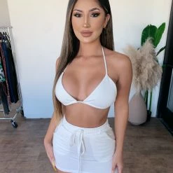 Junie Drea Halter Skirt Set(Off White)