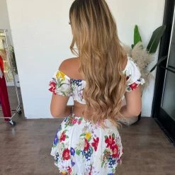 Olivaceousia Jimena Romper(White Multi)