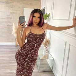 New Pink Dresses/Rompers Shayla Halter Dress(Brown)