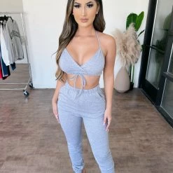 Hera Collection Tops Danica Matching Set(Heather Grey)