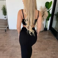 36.5 Tops Terry Cami Skirt Set(Black)