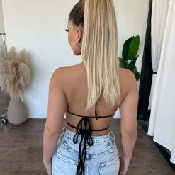 Tic Toc Tops Lisa Halter Tie Top(Black)