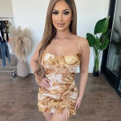 La Luxe Shawna Cami Dress(Brown/Butter) Dresses/Rompers