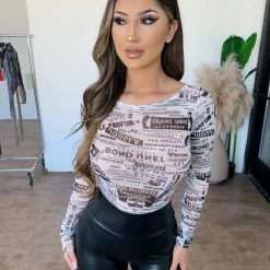 La Luxe Edna Mesh Bodysuit(Black/White)