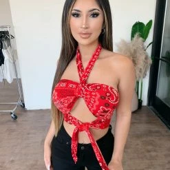 Mable Nova Halter Top(Red/Black)