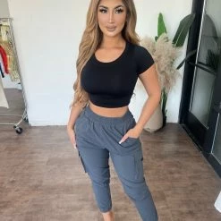 Mono B Kaela Cargo Joggers(Blue Grey) Bottoms