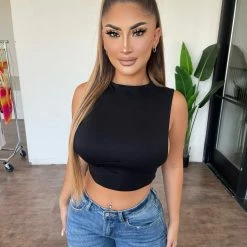 Diosa Ciara Cropped Tank Top(Black)