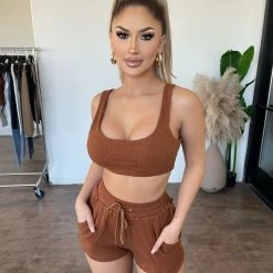 Rivir Tops Elianna Matching Set(Brown)