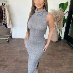 Final Touch Emma Sleeveless Dress(Charcoal Grey)