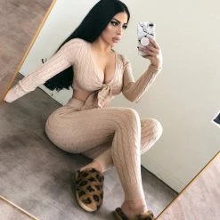 36.5 Tops Eliza Long Sleeve Set(Khaki)