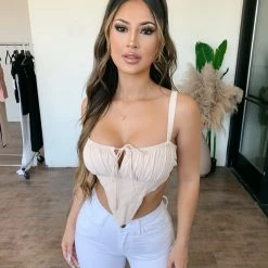 Audrey 3+1 Rachel Tank Crop Top (Cream) Tops