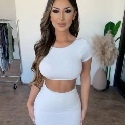 La Luxe Anna Short Sleeve Set(Ivory) Tops