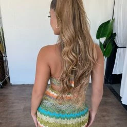 La Luxe Regina Dress(Green/Blue/Orange Multi)