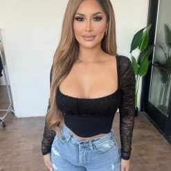 Privy Buttercup Cropped Top(Black) Tops