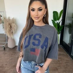 Mojito Mango "USA" T-Shirt(Charcoal) Tops