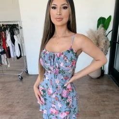 Audrey 3+1 Vanity Cami Floral Dress(Denim)