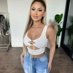 Junie Ella Tank Top(White)Final Sale