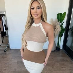 ACOA Dresses/Rompers Deven Haler Knit Dress(Ivory Multi)