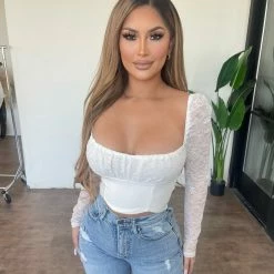 Privy Buttercup Cropped Top(Off White) Tops