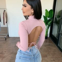 La Luxe Alondra Open Back Top(Light Pink)