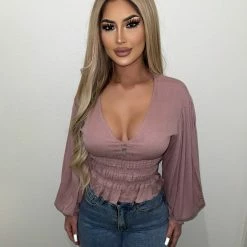 Illa Illa Ellie Long Sleeve Top(Silver Rose)FINAL SALE Tops