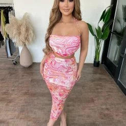 Sabora Willow Skirt Set(Pink) Tops