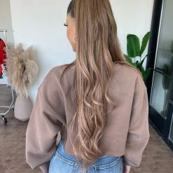 Tic Toc Billy Cropped Sweater Top(Coffee) Tops