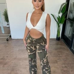 Beige Botany Bottoms Gary Cargo Pants(Camouflage)