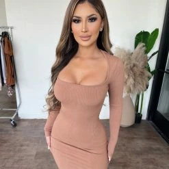 La Luxe Dresses/Rompers Annett Long Sleeve Dress(Nude)