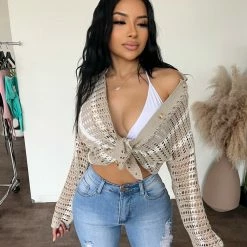 Emory Park Karina Long Sleeve Knit Top(Oat/Ivory)