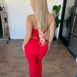O.Vianca Adele Cami Flare Pants Set(Red) Tops