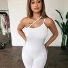 Pretty Knit Mandi One Strap Jumpsuit(White) Tops