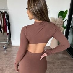 Sky To Moon Dresses/Rompers Adrianna Open Back Dress(Wood Stick)