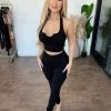 La Luxe Kiara Halter Set(Black) Tops